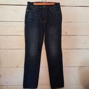 J Crew Women's 10” Vintage Straight Jeans in Dark Blue Wash Size 29 X 28" Inseam